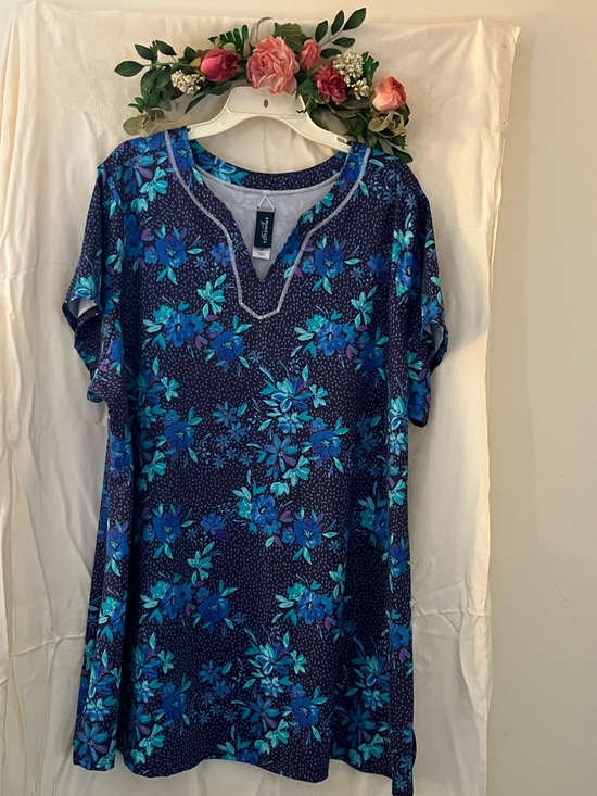 Swimsuits For All Other - Swimsuits For All Navy and Teal Floral Swim Cover-Up